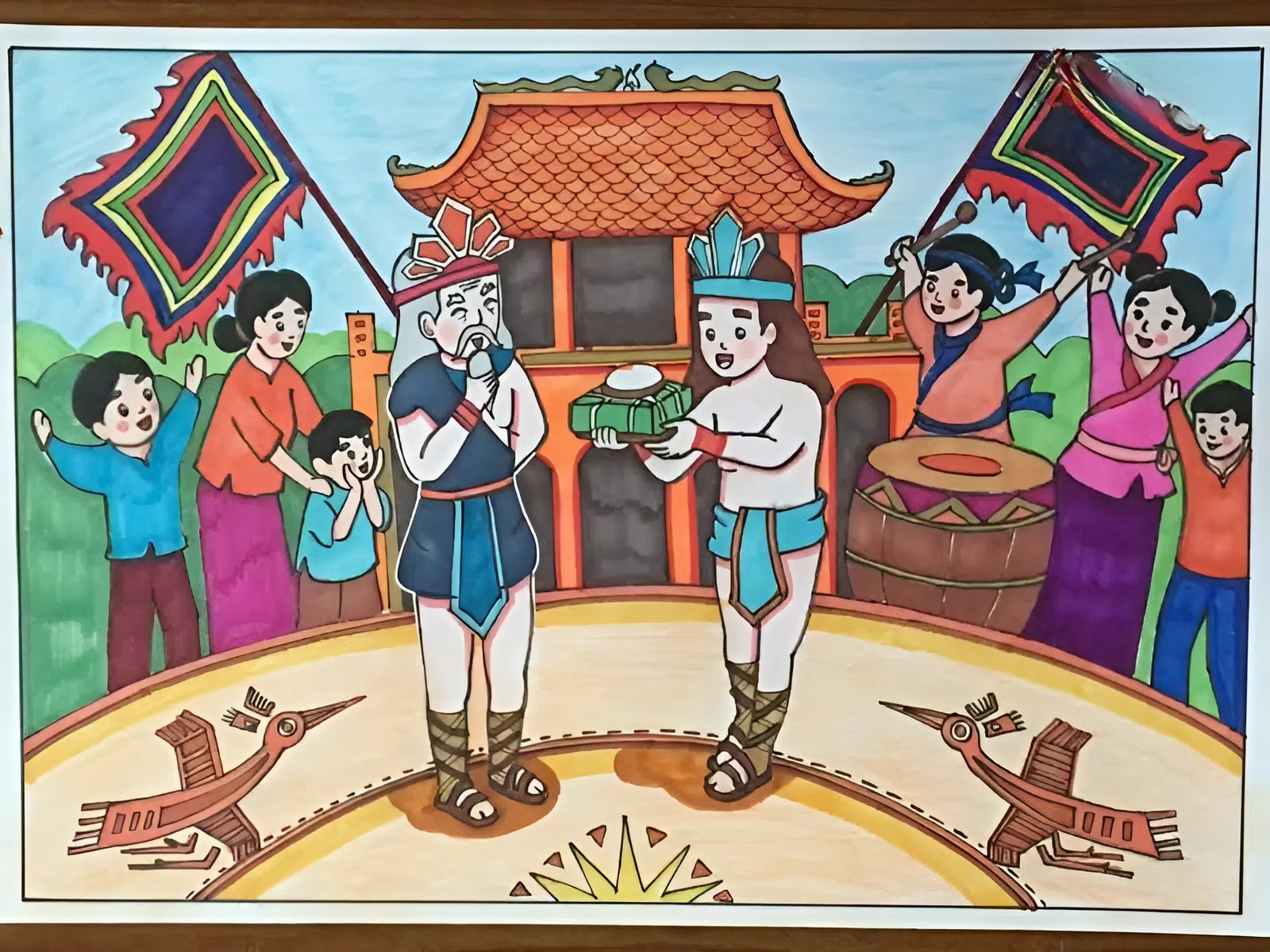 tranh vẽ lễ hội đền hùng - Hình 2
