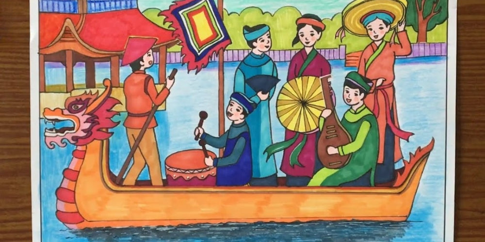 tranh vẽ lễ hội đền hùng - Hình 5