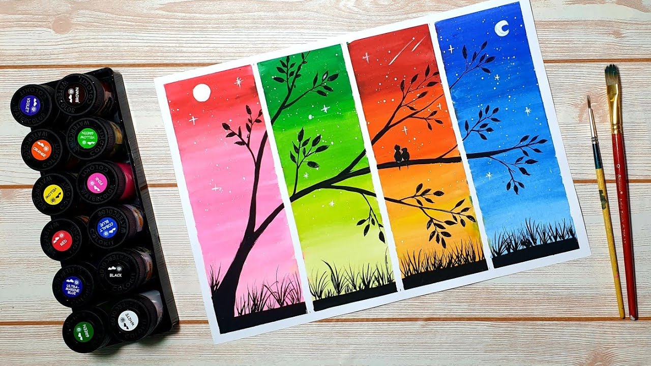 tranh vẽ màu nước đơn giản