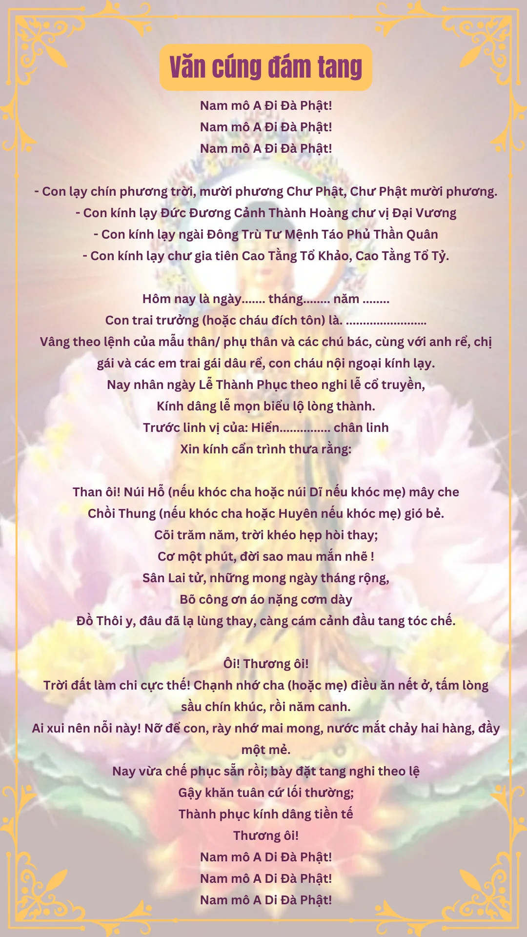 văn cúng đám tang