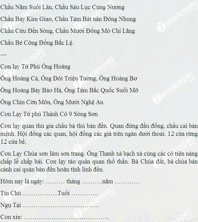 văn khấn đền cô chín giếng