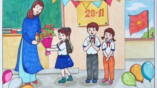 vẽ cô giáo và học sinh ngày 20 tháng 11 - Hình 3