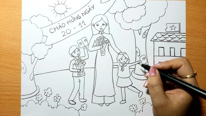 vẽ cô giáo và học sinh ngày 20 tháng 11 - Hình 4