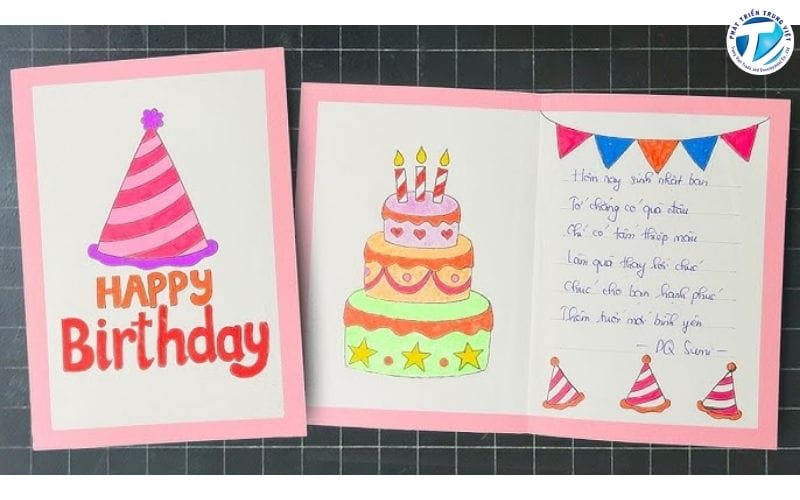 vẽ trang trí thiệp sinh nhật đơn giản - Hình 2