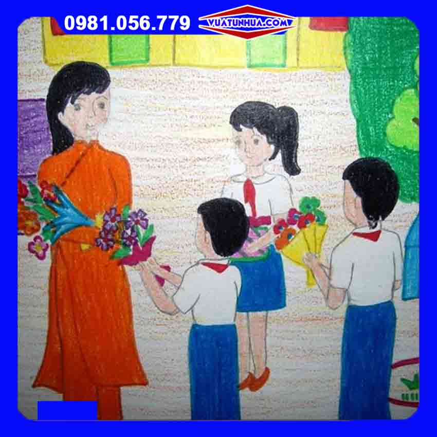 vẽ tranh 20-11 đơn giản đẹp lớp 9 - Hình 3