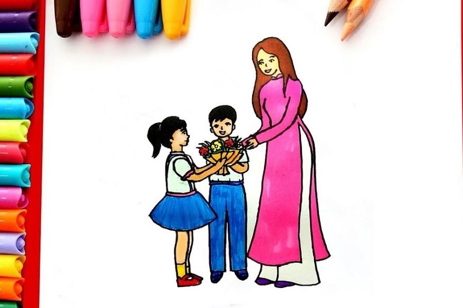 vẽ tranh 20/10 tặng cô giáo - Hình 3