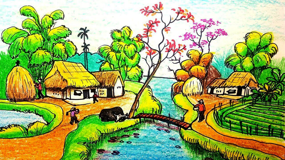 vẽ tranh chủ đề quê hương đất nước - Hình 3