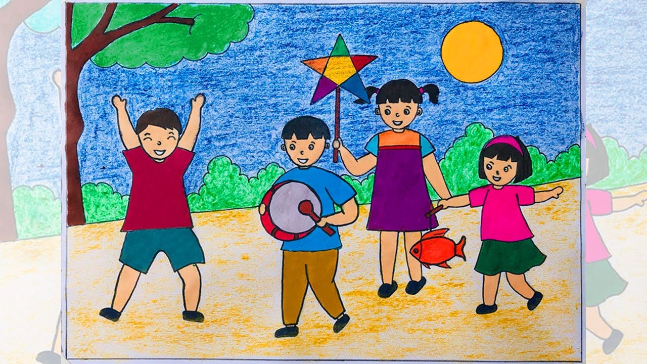 vẽ tranh chủ đề trung thu - Hình 2