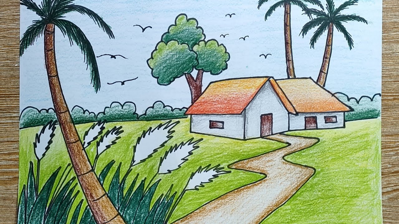 vẽ tranh phong cảnh mùa thu đơn giản - Hình 2