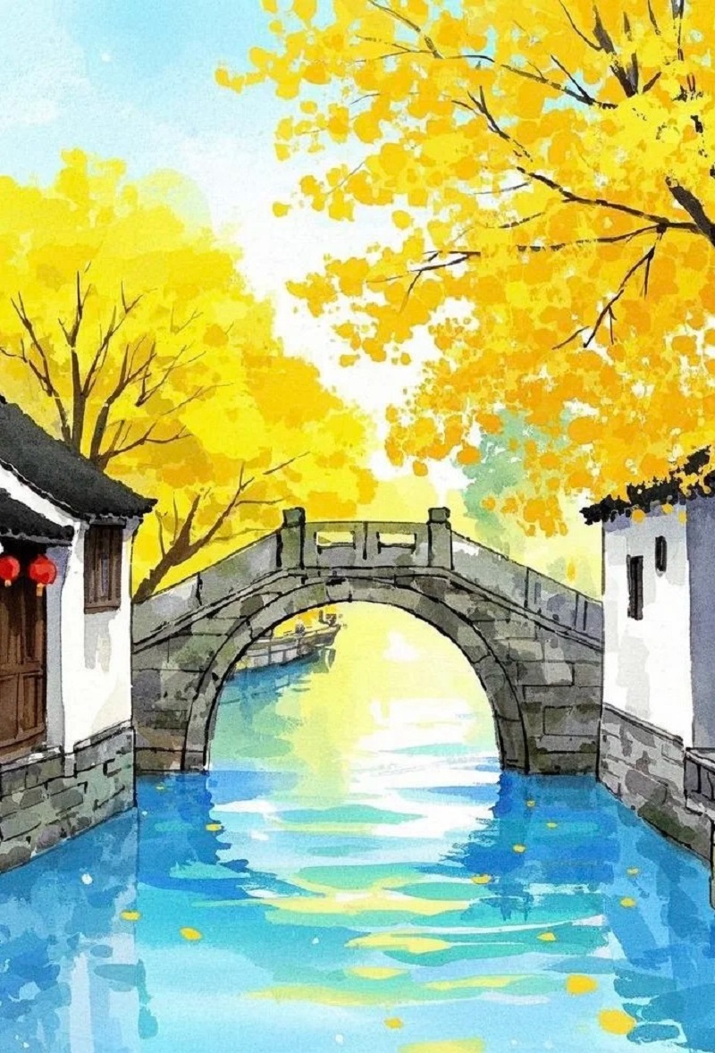 vẽ tranh phong cảnh mùa thu đơn giản - Hình 4