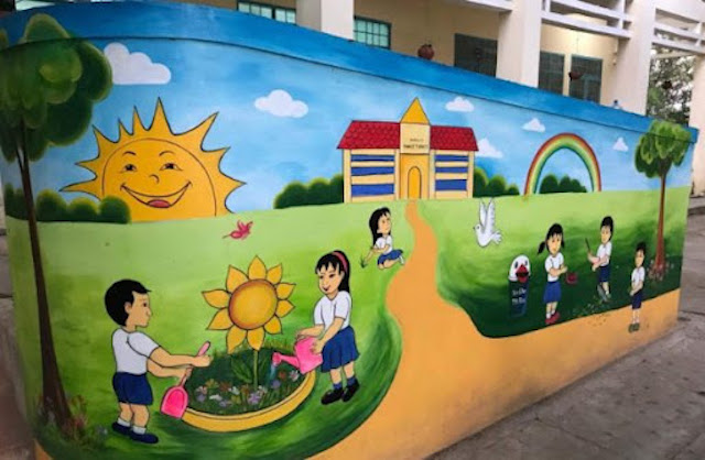 vẽ tranh tường trường tiểu học - Hình 3