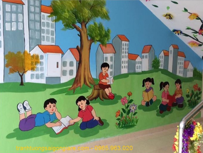 vẽ tranh tường trường tiểu học - Hình 5