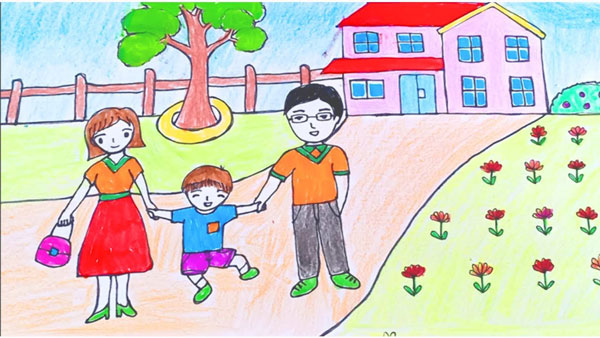 vẽ tranh về chủ đề gia đình - Hình 4