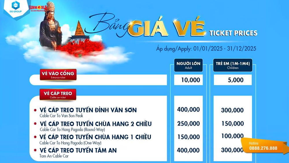 vé vào cổng núi bà đen