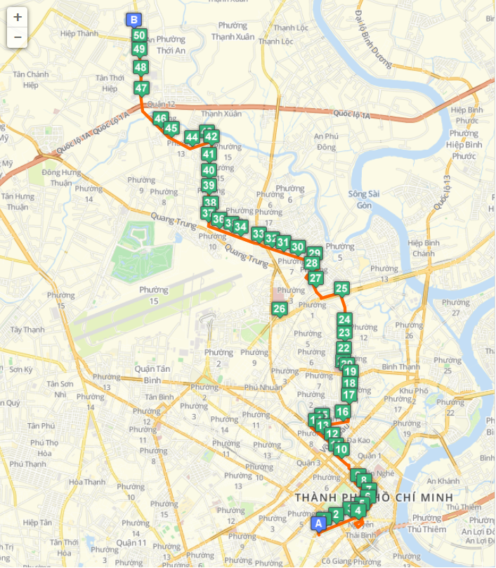 xe bus 36 đi qua những điểm nào