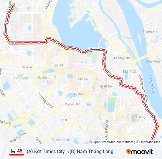 xe bus 45 đi qua những điểm nào - Hình 1