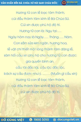 Văn Khấn Bà Chúa Xứ: Cầu Tài Lộc & May Mắn