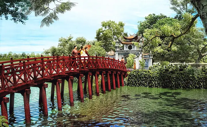 Cầu Thê Húc: Dải Lụa Đỏ Giữa Lòng Hồ Gươm