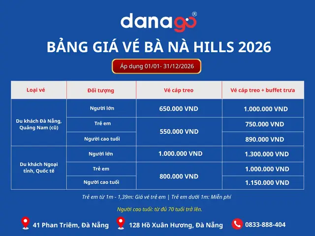 Cập Nhật Giá Vé Bà Nà Hill: Ưu Đãi, Combo & Mua Online Cập Nhật Giá Vé Bà Nà Hill: Ưu Đãi, Combo & Mua Online