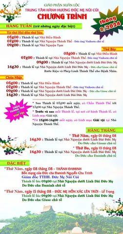 Giờ Lễ Hằng Ngày Đức Mẹ Núi Cúi Cập Nhật Mới Nhất