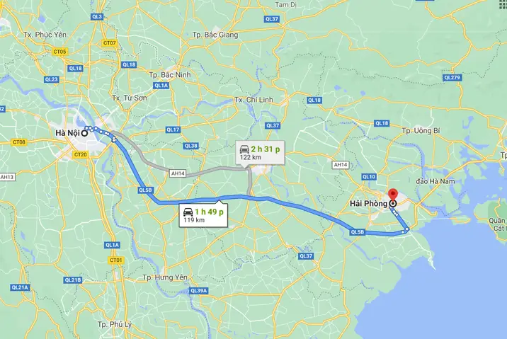 Khoảng Cách, Lộ Trình Và Thời Gian Di Chuyển Hải Phòng‑hà Nội