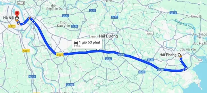 Khoảng Cách, Lộ Trình Và Thời Gian Di Chuyển Hải Phòng‑hà Nội