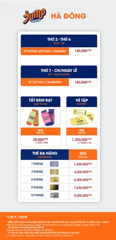 So Sánh Giá Vé Jump Arena Hà Nội – Tất Cả Chi Nhánh 2026