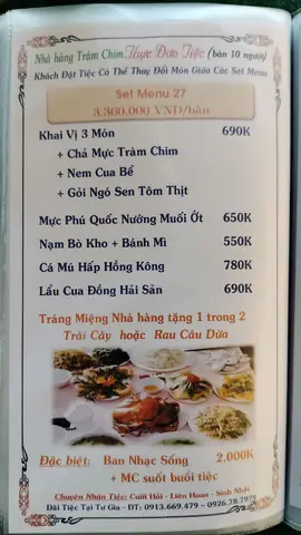 Khám Phá Nhà Hàng Tràm Chim Bình Tân – Địa Chỉ, Thực Đơn Hải Sản & Vip