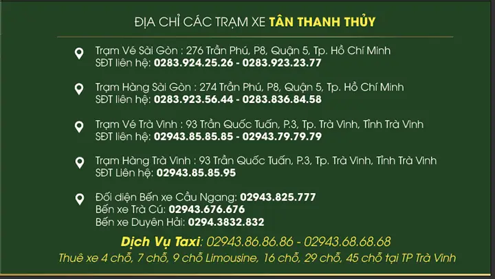 Số Điện Thoại Taxi Thanh Thủy Trà Vinh: Hướng Dẫn Chi Tiết Và Các Lựa Chọn Uy Tín
