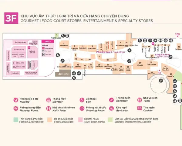 Bản Đồ Aeon Mall Long Biên: Tầng, Cửa Hàng & Tiện Ích