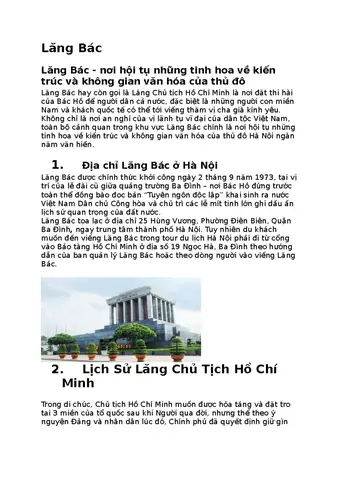 Thông Tin Về Lăng Bác Hồ: Lịch Sử, Kiến Trúc Và Hướng Dẫn Tham Quan Thông Tin Về Lăng Bác Hồ: Lịch Sử, Kiến Trúc Và Hướng Dẫn Tham Quan