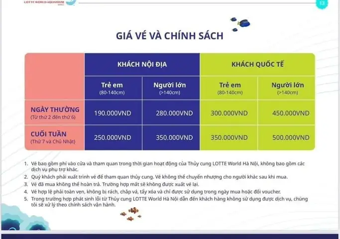 Cập Nhật Giá Vé Thủy Cung Lotte Tây Hồ – Giá, Giờ Mở & Ưu Đãi