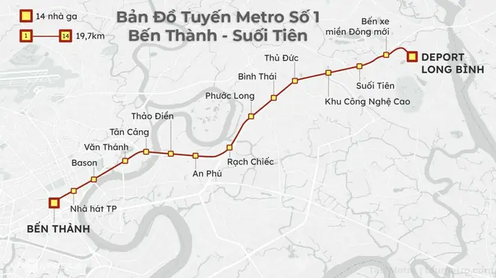 Hướng Dẫn Chi Tiết Tuyến Metro Số 1 Bến Thành – Suối Tiên
