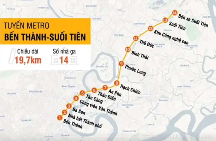 Hướng Dẫn Chi Tiết Tuyến Metro Số 1 Bến Thành – Suối Tiên