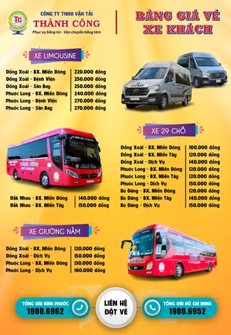 Xem Xe Khách Thành Công Bình Phước: Địa Chỉ, Lịch Trình Đặt Vé