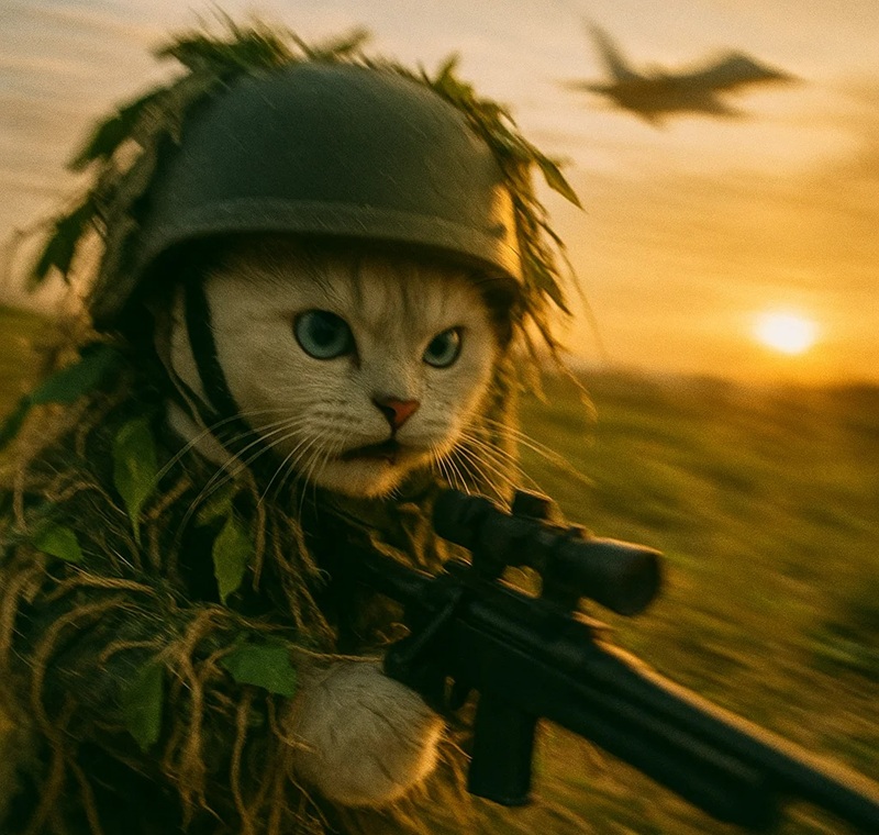 meme mèo cầm súng 10