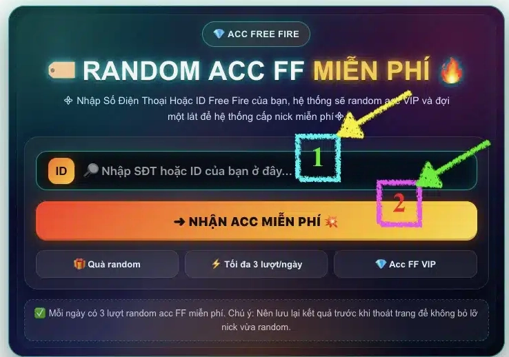Cách Random Acc Free Fire