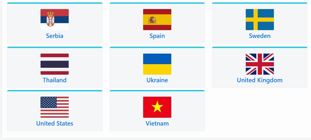 Chọn quốc gia Việt Nam trên giao diện SMS24 để tìm random số điện thoại Việt Nam phù hợp