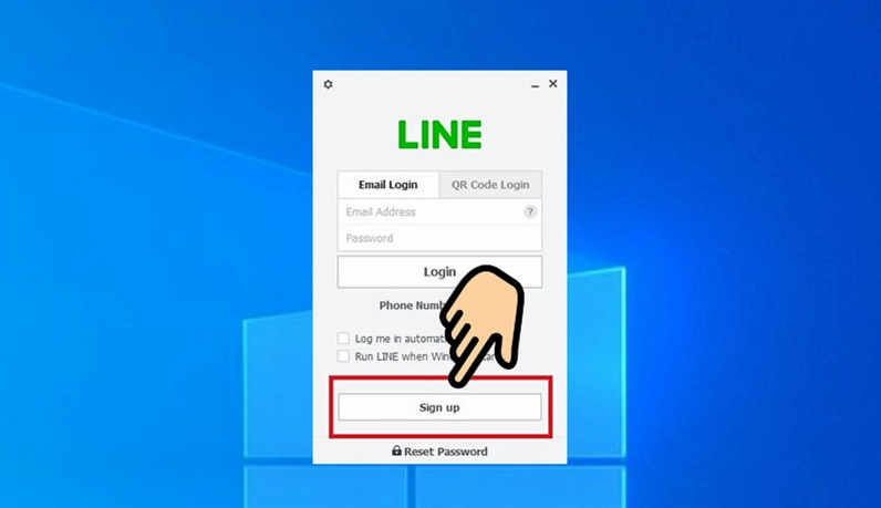 Chọn Sign Up để đăng ký LINE bằng số điện thoại Việt Nam 2024 trên máy tính