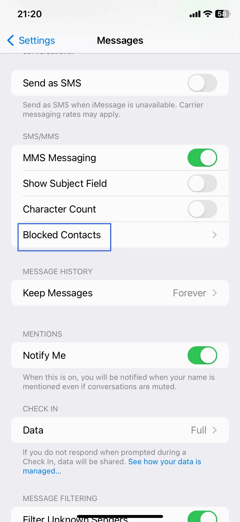 Liên Hệ Đã Chặn trên iPhone