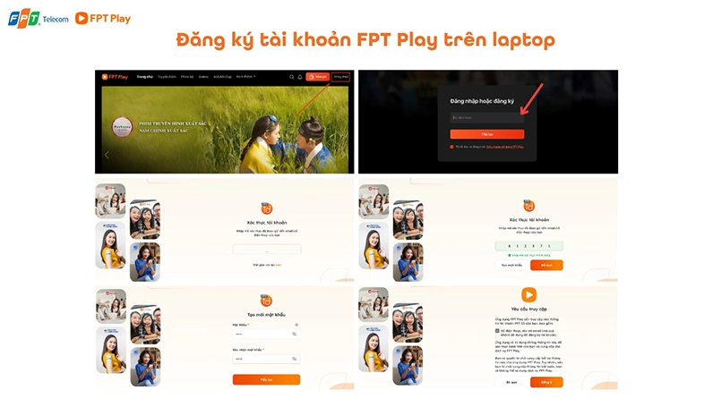 Các bước đăng ký tài khoản FPT Play trên laptop