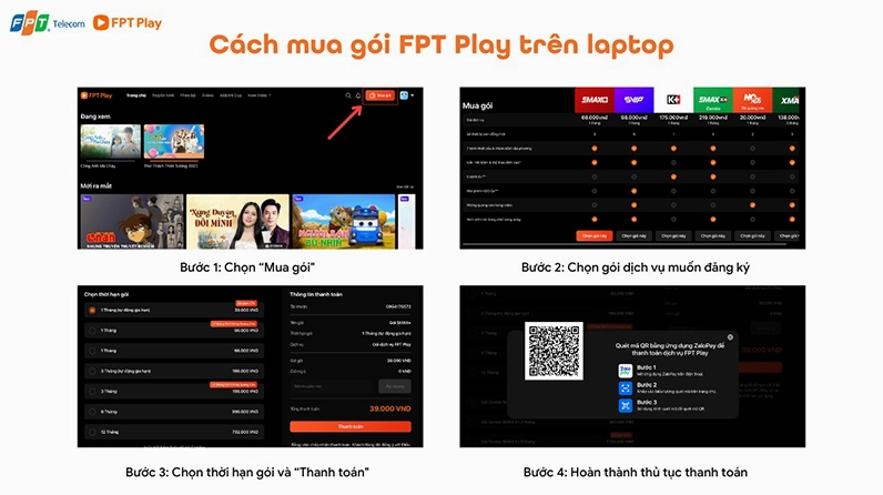 Các cách mua gói dịch vụ FPT Play