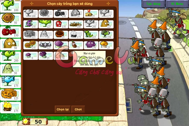 Các loại cây trồng trong Plants vs Zombies 2
