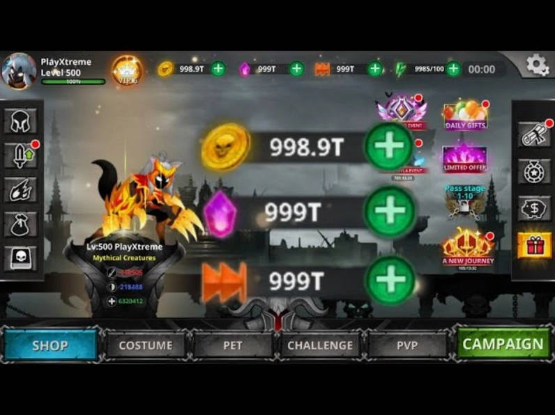 Các tính năng hack trong Stickman Legends