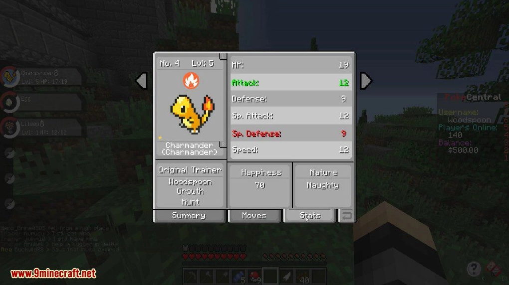 Cảnh chiến đấu Pokémon trong Mod Pokemon Minecraft 1.12.2
