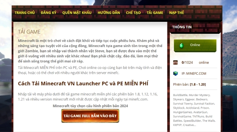 Chọn tải game full và nhấn vào đây để tải về