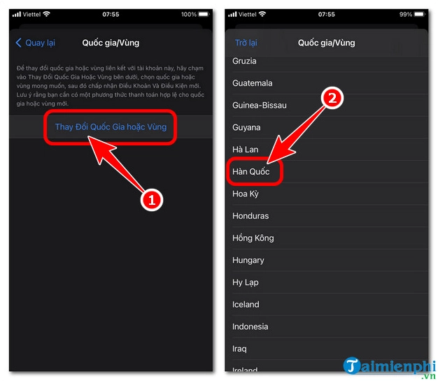 Giao diện cài đặt TikTok Hàn Quốc trên Android