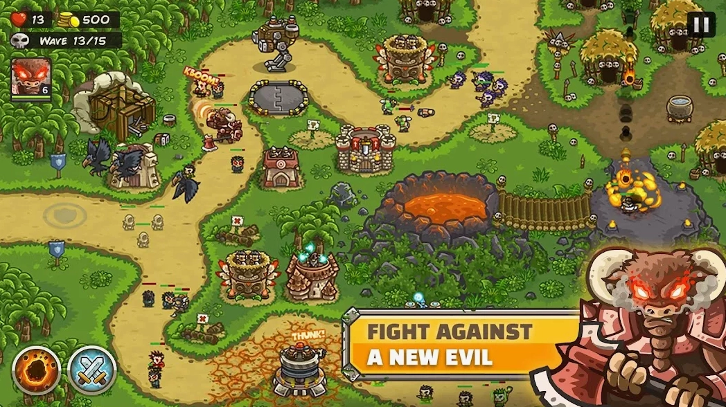 Giao diện chiến đấu của Kingdom Rush Frontiers Mod Apk