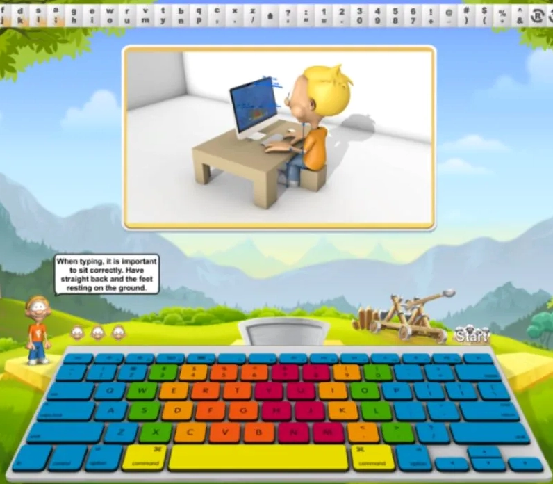 Giao diện game luyện gõ phím với các từ tiếng Việt