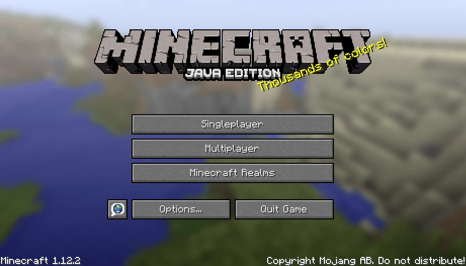 Giao diện menu chính của Minecraft 1.12.2